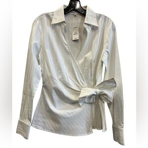 Express White Stripe Wrap Style Blouse Size Medium